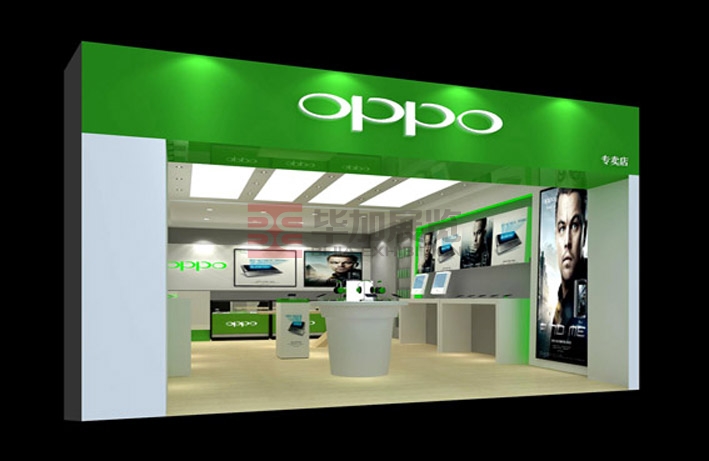 OPPO手机店铺装修<br>项目：商场店铺装修　地点：中华广场1店　面积：80㎡