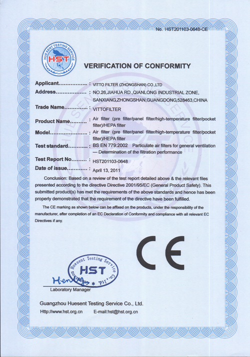 no. :company honor-ce test verification of conformity