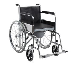 Chrome Steel Commode Wheelchair with PE&PVC Seat for BT1005