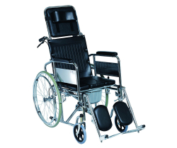 Solid Wheel Steel Reclining Commode Wheelchair for BT1002