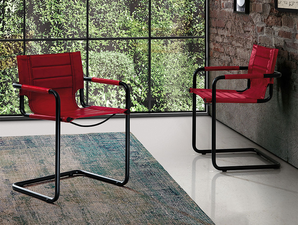 千匠一品 意大利进口全金属框架简约北欧真皮餐椅gianni #31